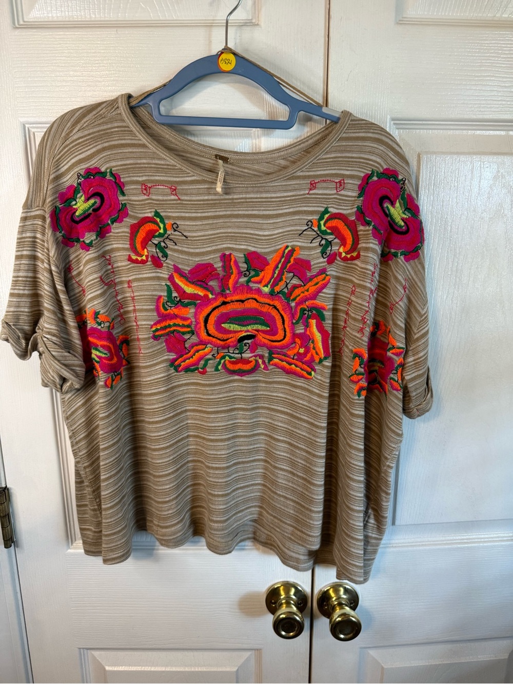Free People Catalunya Top with Neon Floral Embroidery